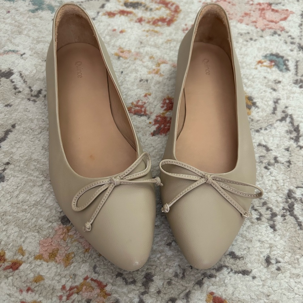 Quince Italian Leather Pointed Bow Flats